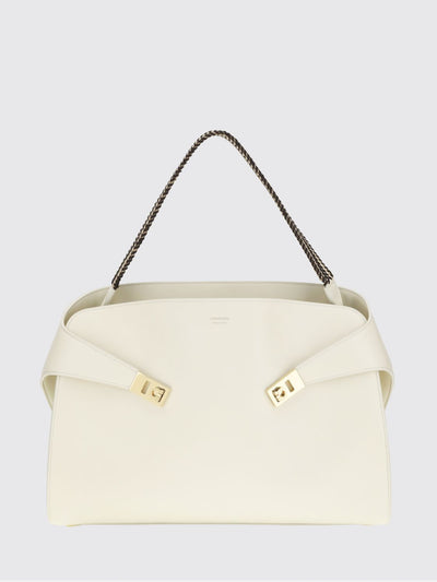 hug calfskin leather shoulder bag with braided handle
