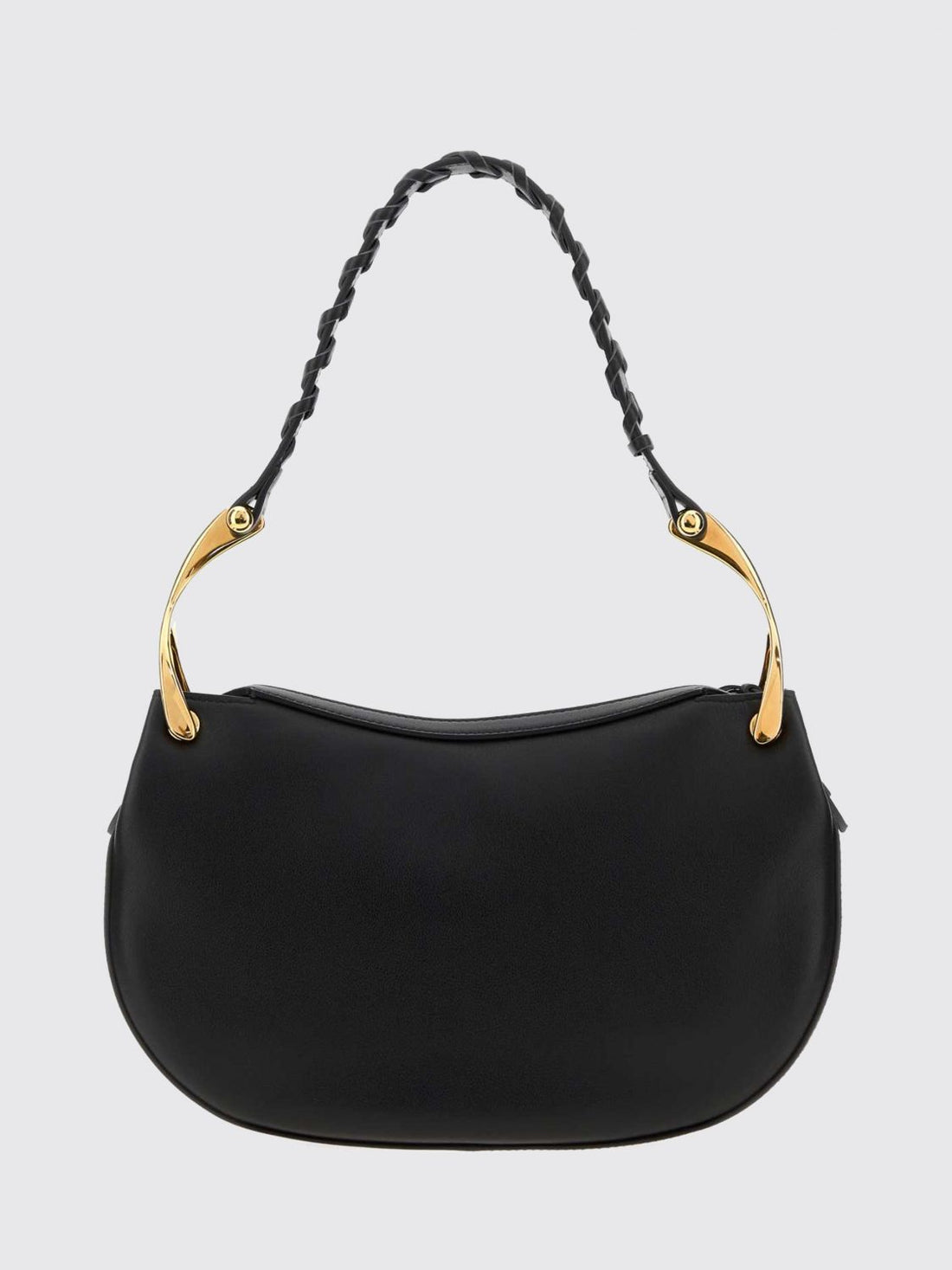 MCQUEEN OS wishbone calfskin shoulder bag with woven handle