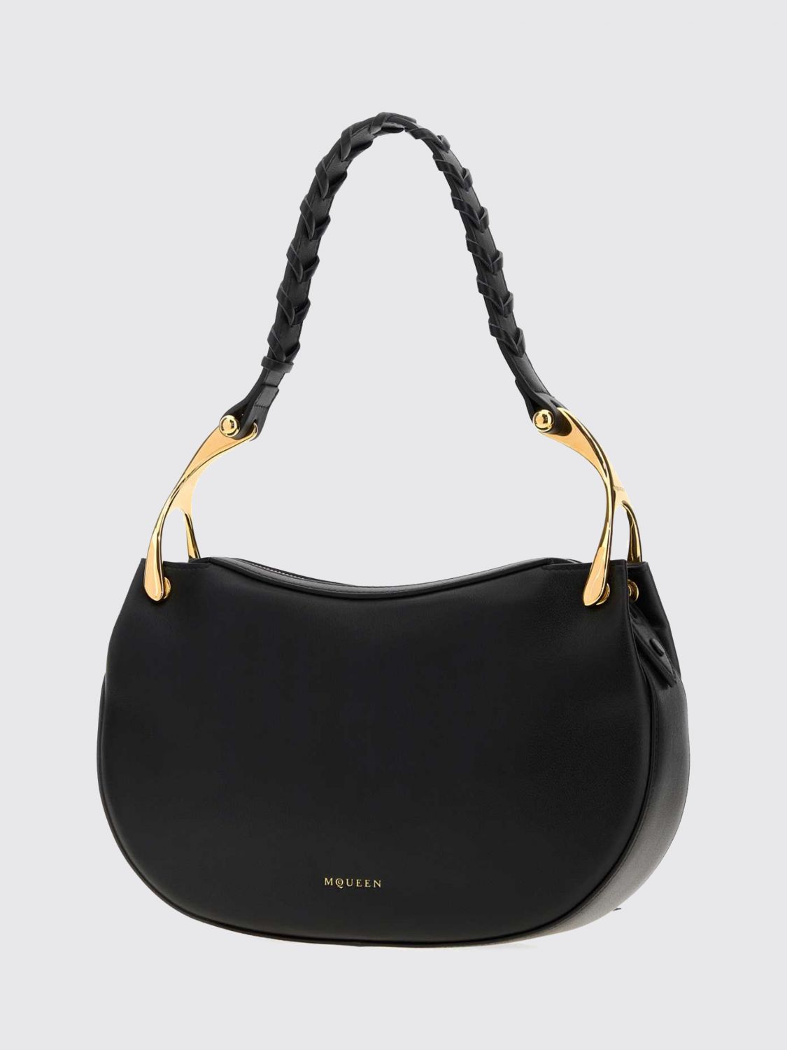 wishbone calfskin shoulder bag with woven handle