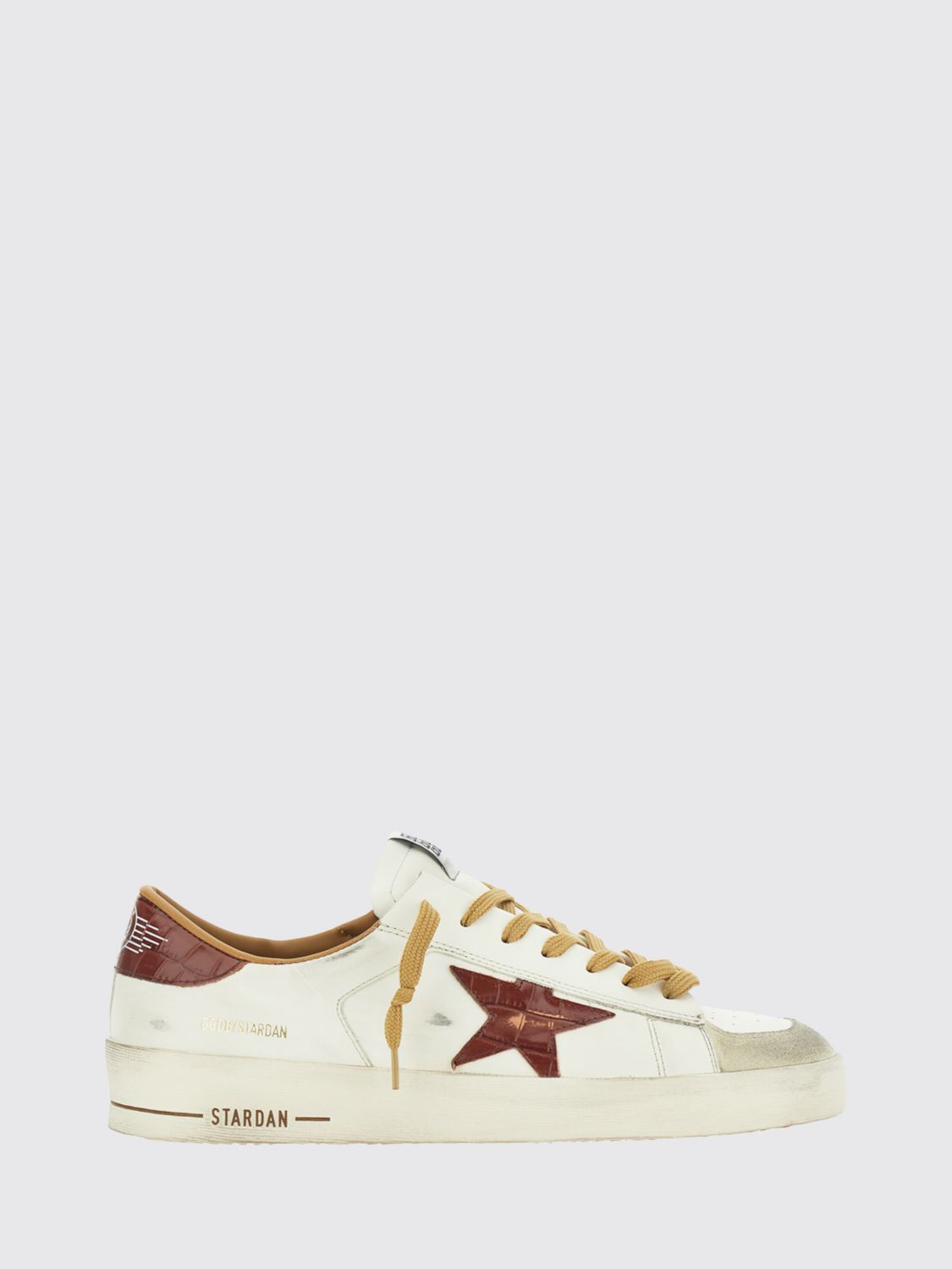 stardan calfskin leather trainers with distressed effect and logo