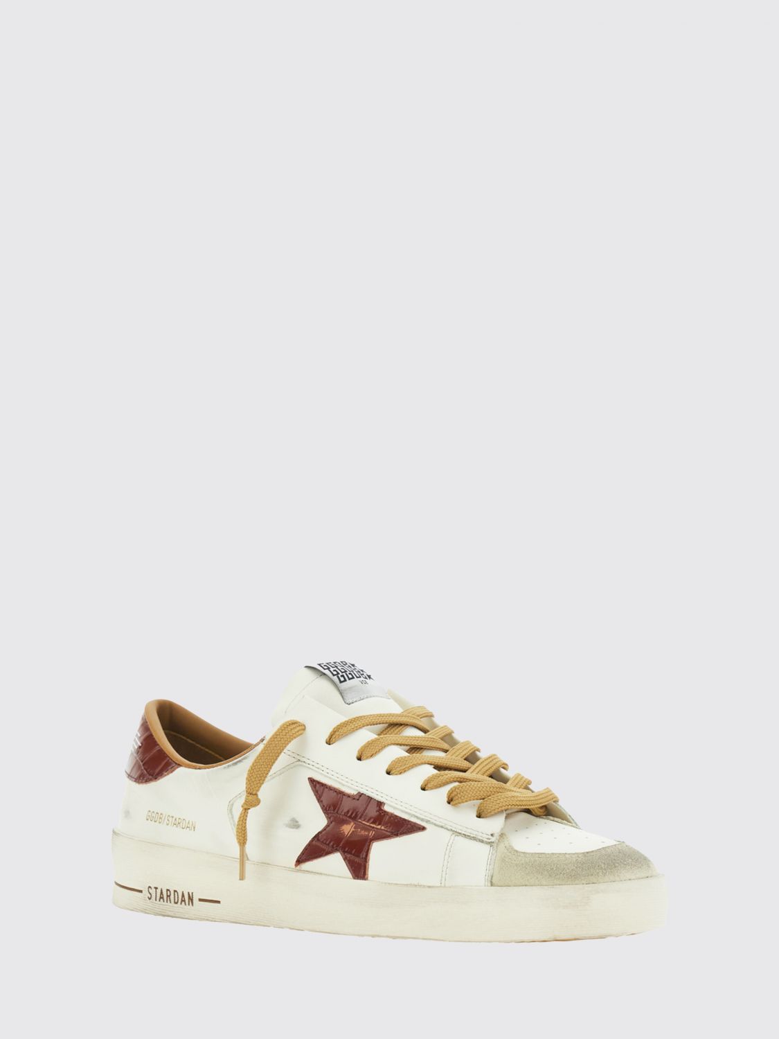 stardan calfskin leather trainers with distressed effect and logo