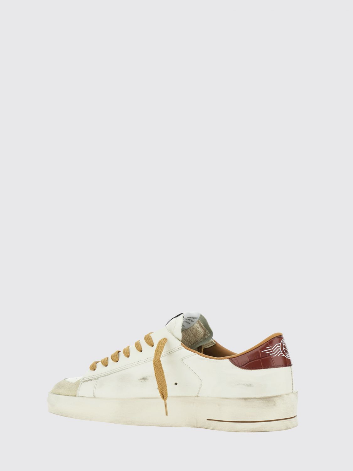 stardan calfskin leather trainers with distressed effect and logo