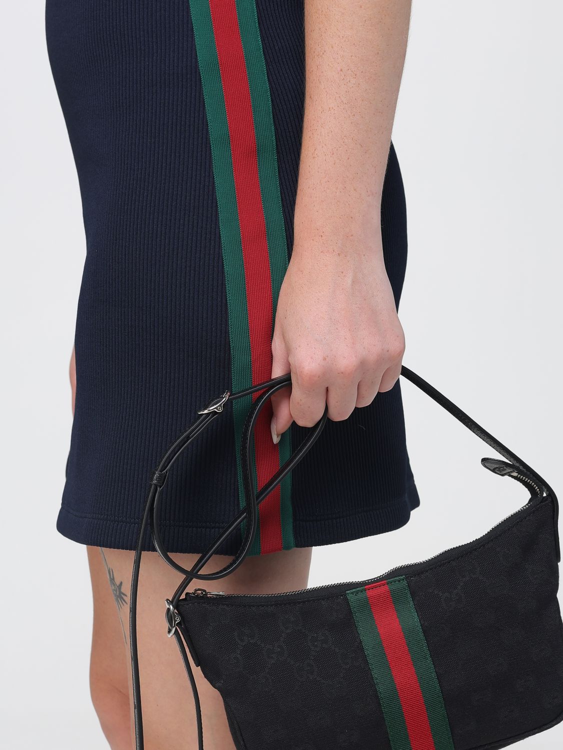 lunetta striped gg jacquard fabric mini shoulder bag