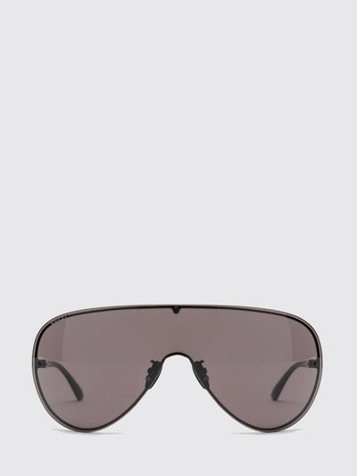 aviator-style shield sunglasses in metal with engraved logo