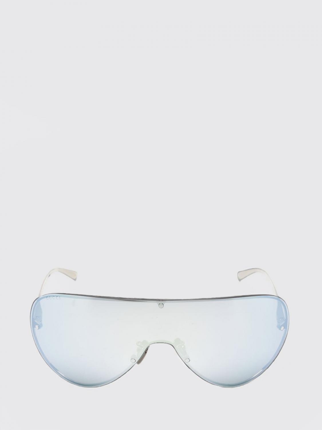 aviator-style shield sunglasses in metal with engraved logo