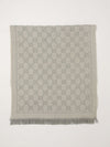 gg jacquard wool scarf with fringed edges