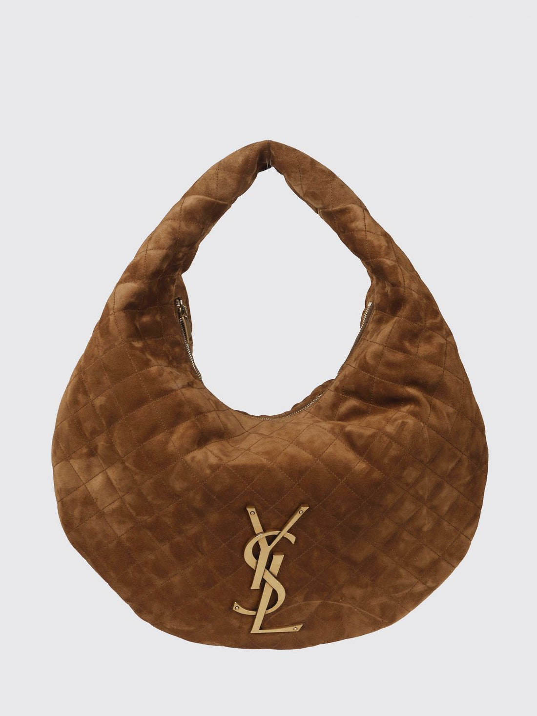 SAINT LAURENT OS icare quilted suede shoulder bag with ysl monogram