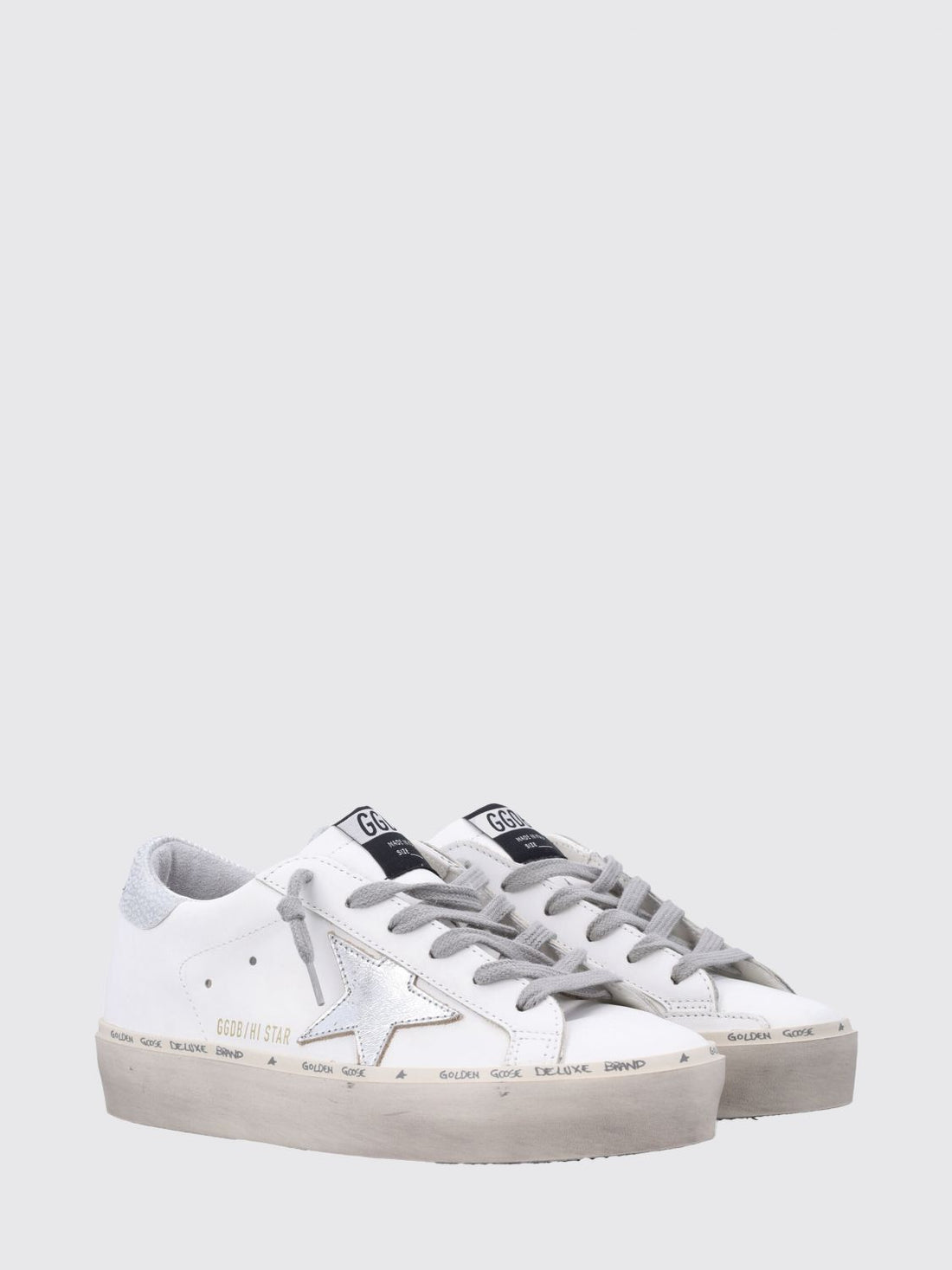 GOLDEN GOOSE 41 hi star leather platform sneakers with laminated details