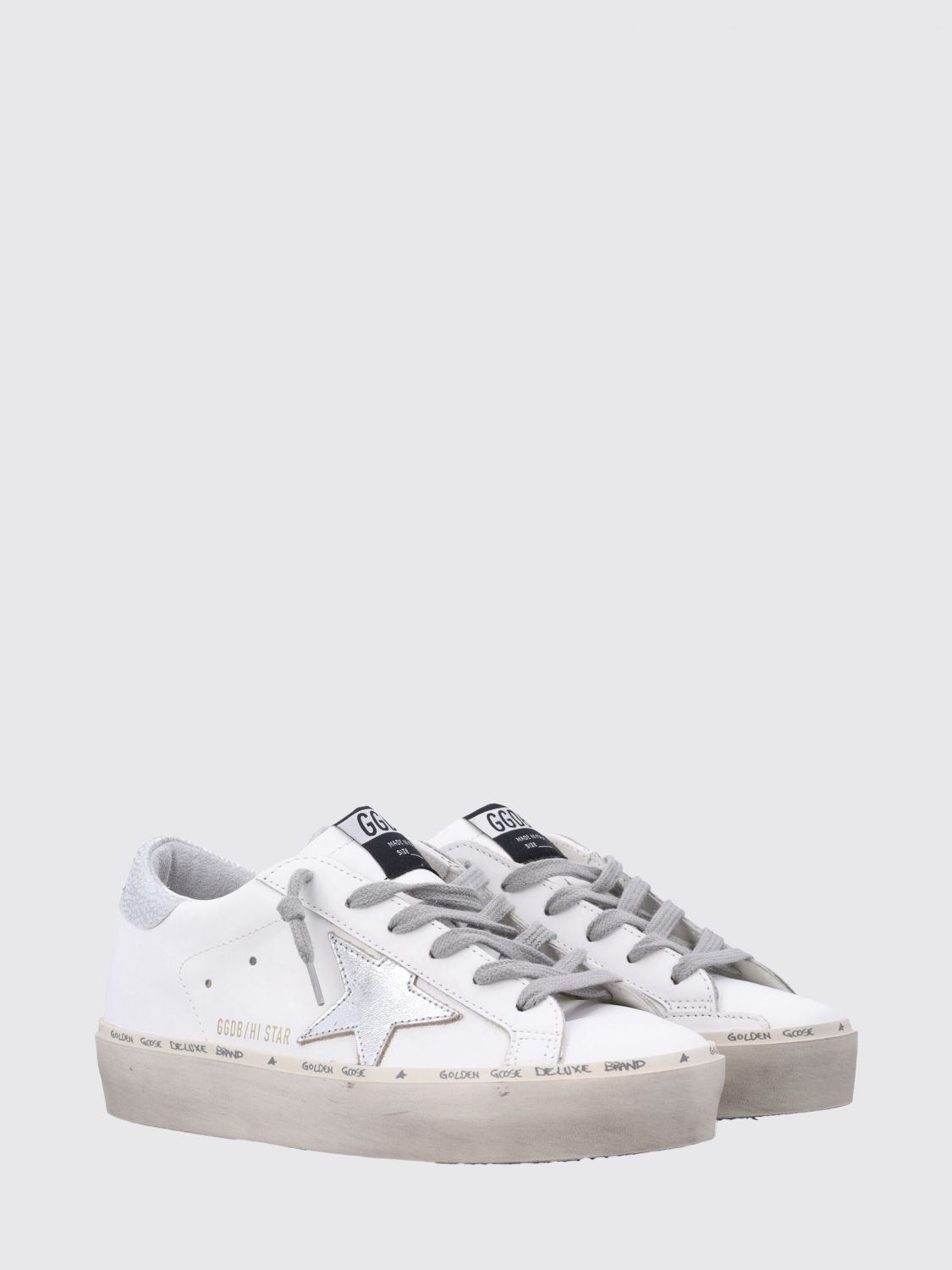 hi star leather platform sneakers with laminated details