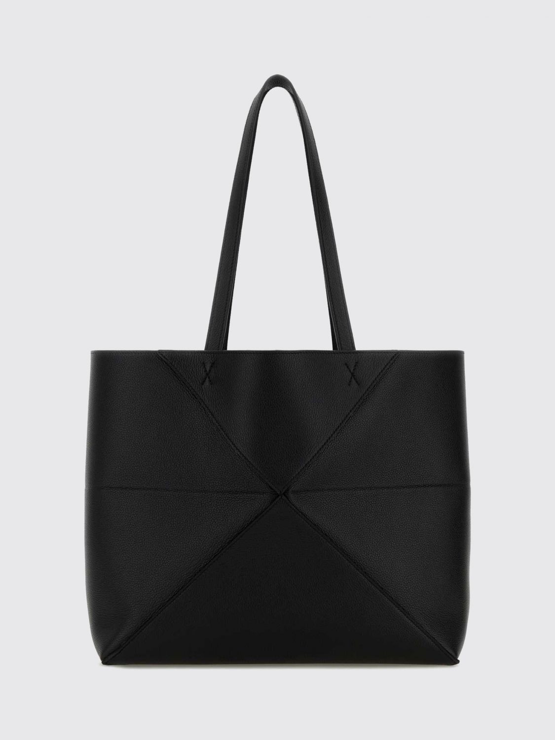 puzzle fold medium calfskin leather tote bag with double handle