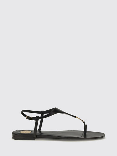 cassandre ysl logo calf leather thong sandals