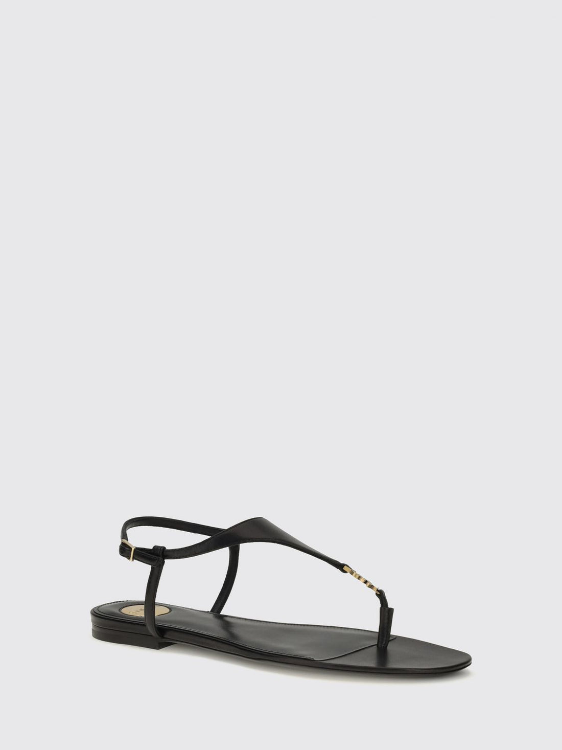SAINT LAURENT 36 cassandre ysl logo calf leather thong sandals
