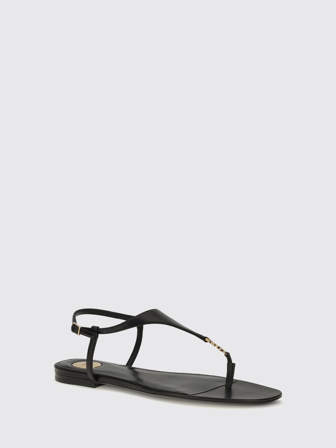 cassandre ysl logo calf leather thong sandals