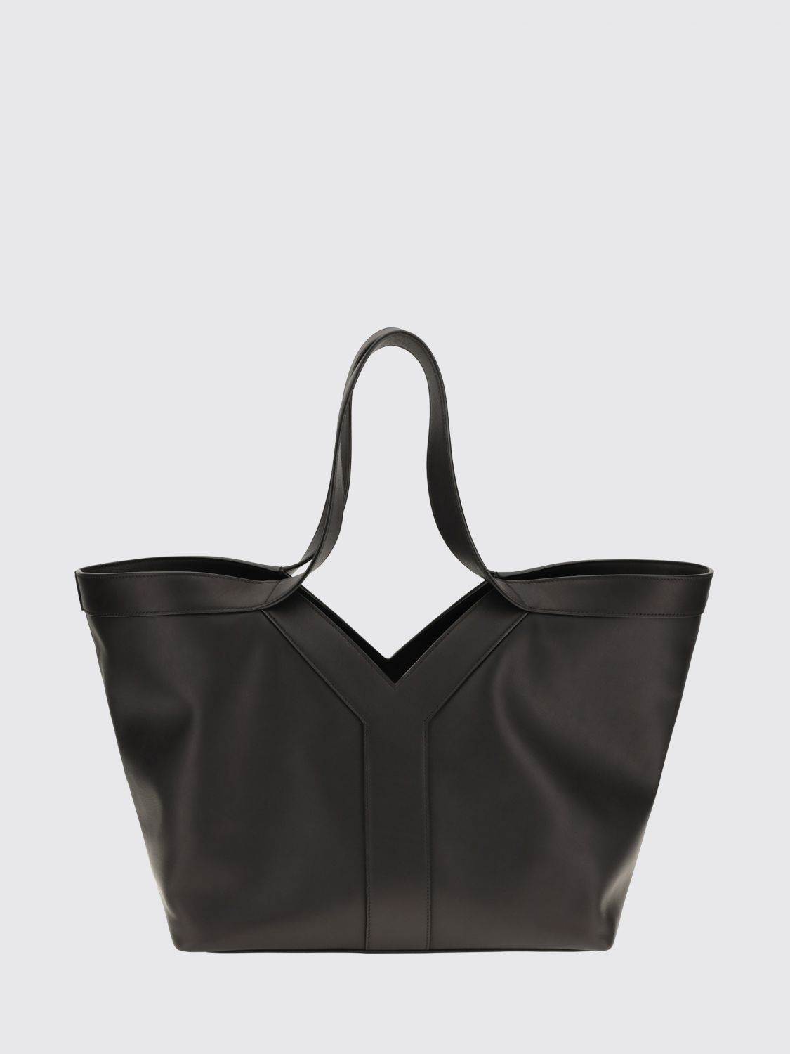 smooth calfskin leather tote bag with double handle