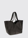 smooth calfskin leather tote bag with double handle