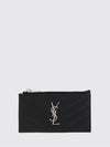 grain de poudre leather card holder with chevron pattern and ysl logo