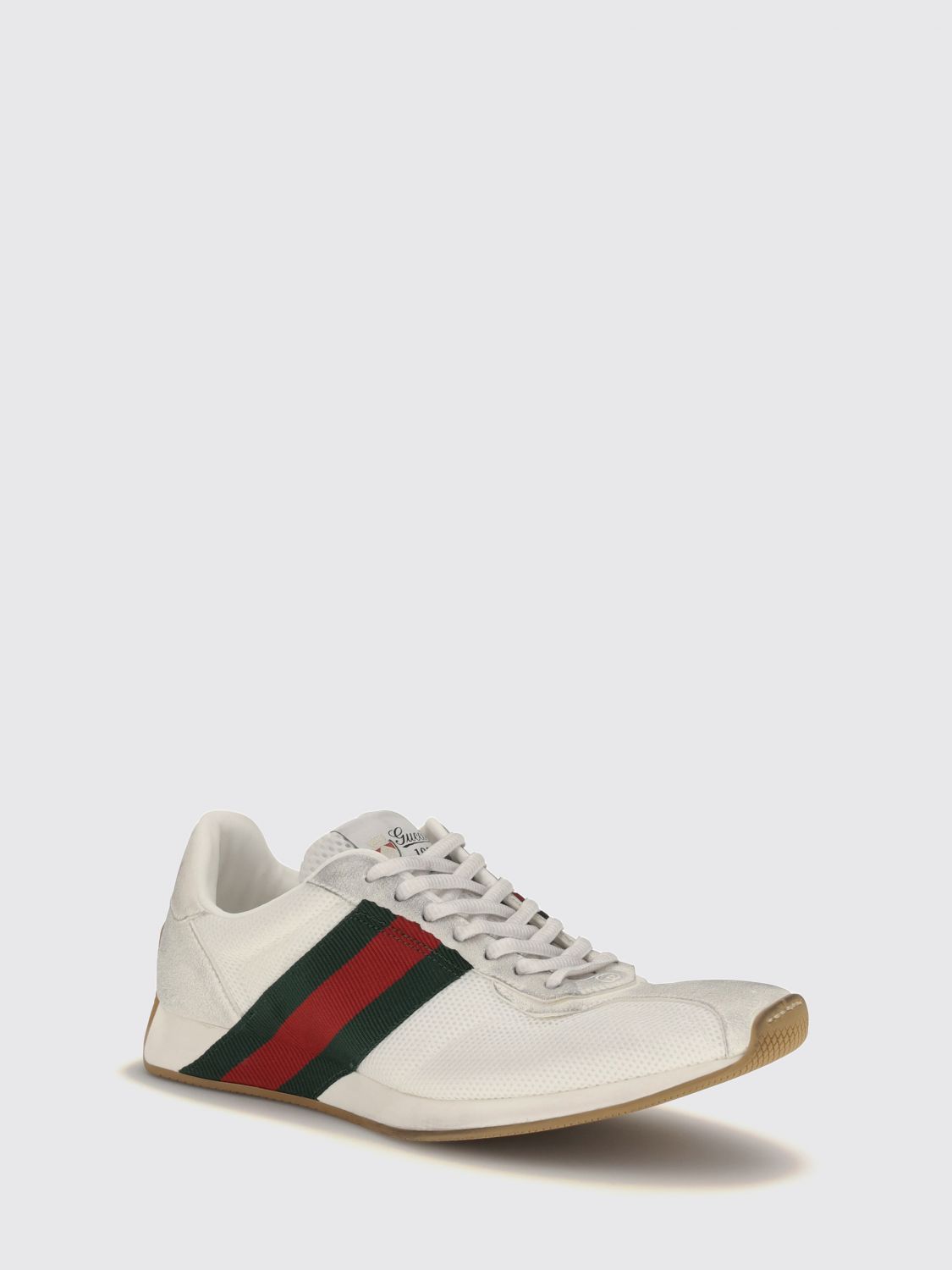 tempo low-top sneakers in leather and mesh with web detail