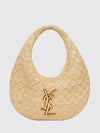 icare crochet raffia shoulder bag with ysl logo