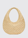icare crochet raffia shoulder bag with ysl logo