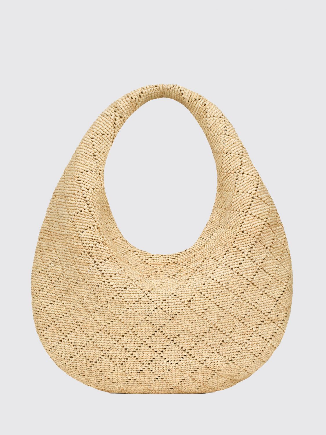 icare crochet raffia shoulder bag with ysl logo
