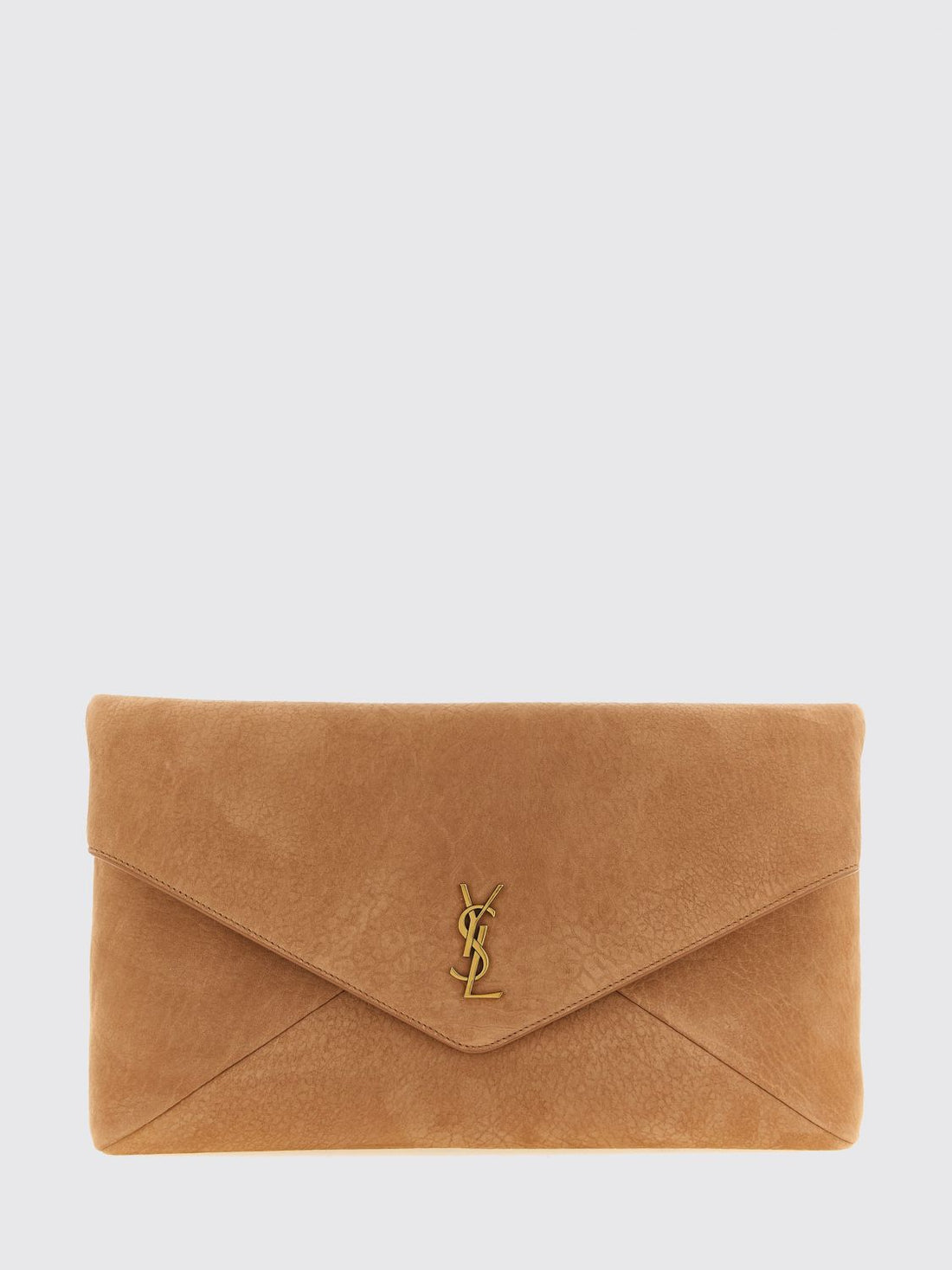 SAINT LAURENT OS suede calfskin envelope clutch with ysl monogram