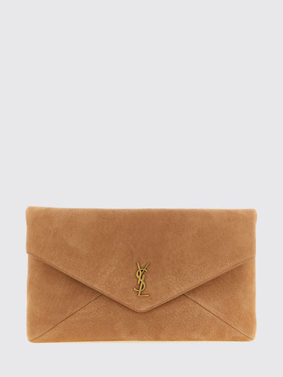 suede calfskin envelope clutch with ysl monogram