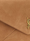 suede calfskin envelope clutch with ysl monogram