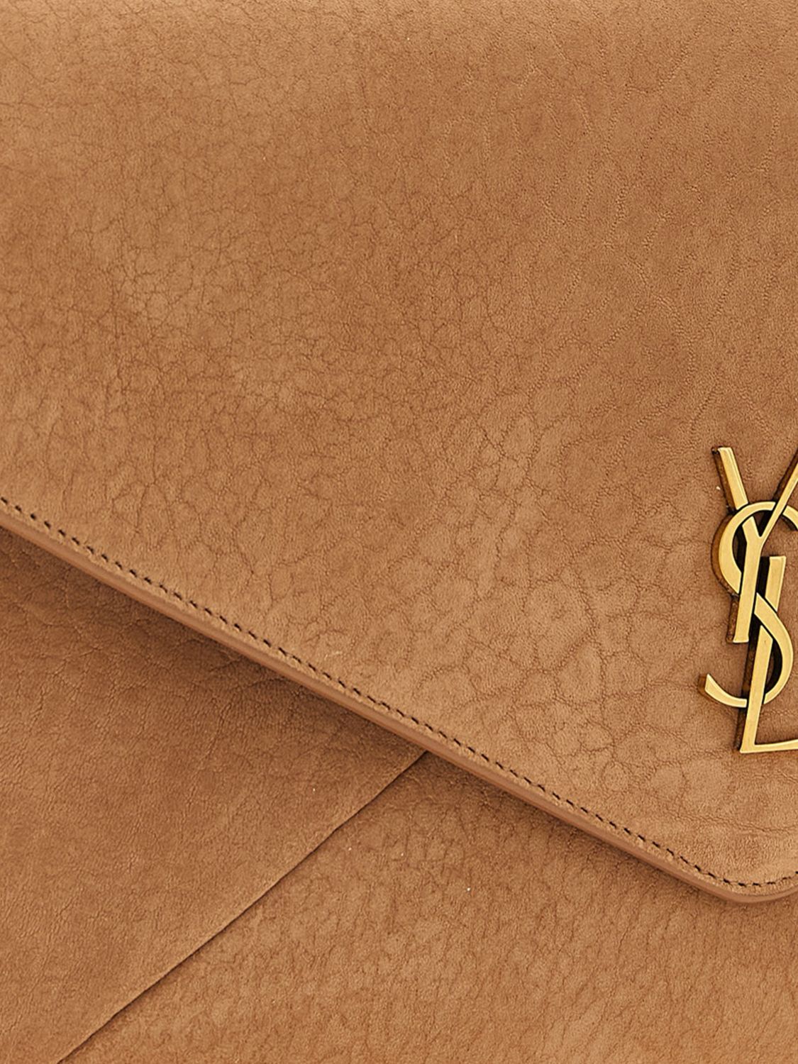 suede calfskin envelope clutch with ysl monogram