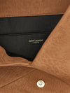 suede calfskin envelope clutch with ysl monogram