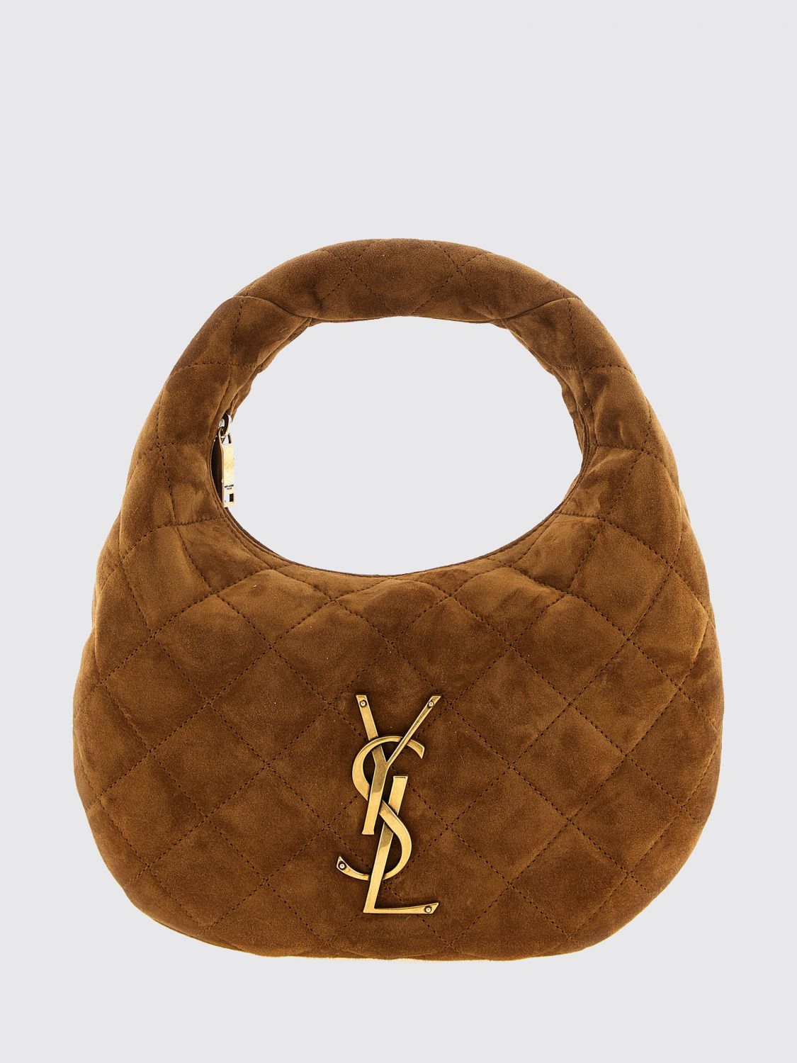 icarino quilted suede handbag with ysl logo