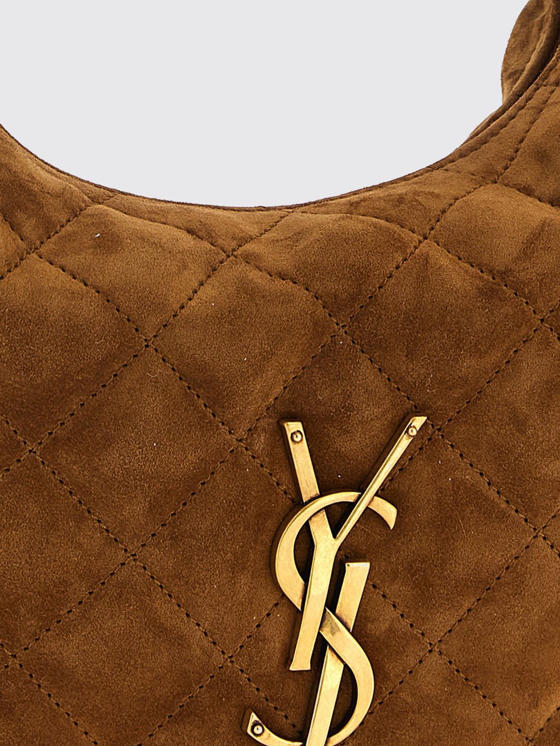 icarino quilted suede handbag with ysl logo