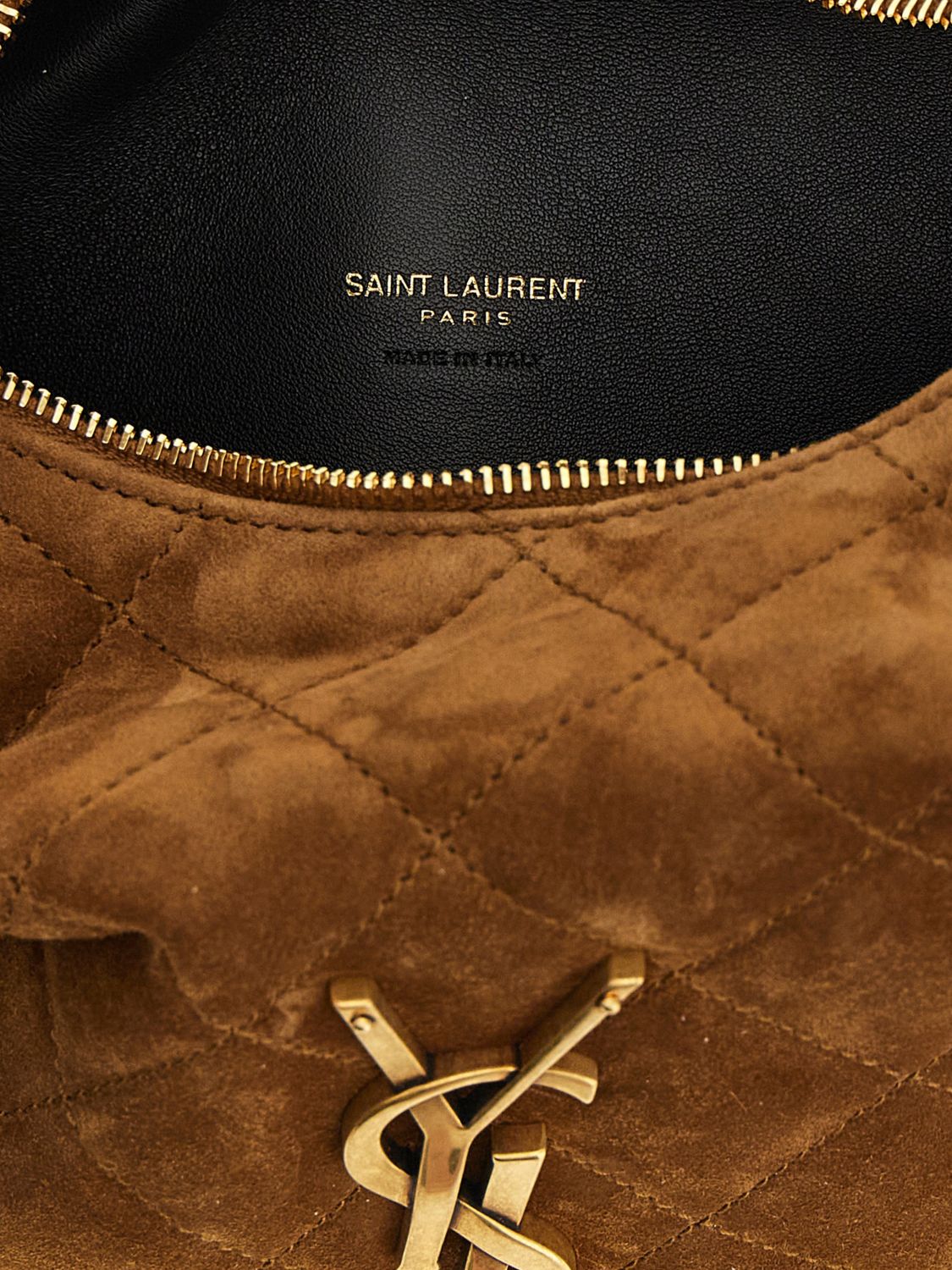 icarino quilted suede handbag with ysl logo