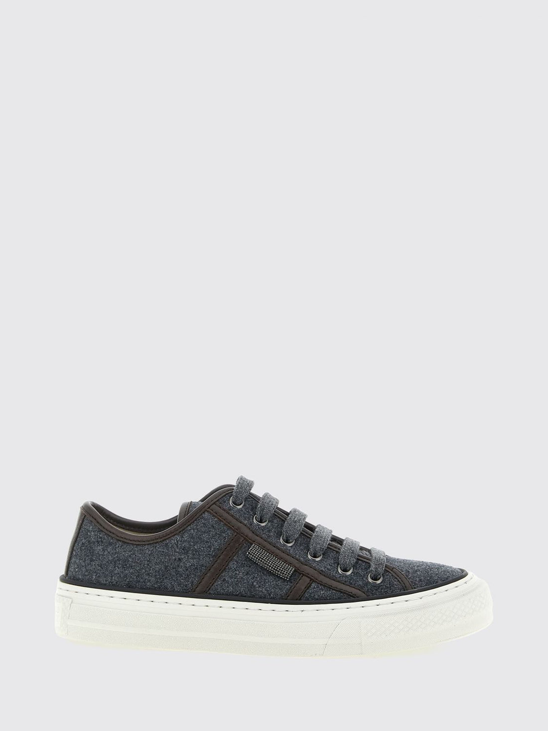 BRUNELLO CUCINELLI 36 virgin wool platform sneakers with monili embellishment