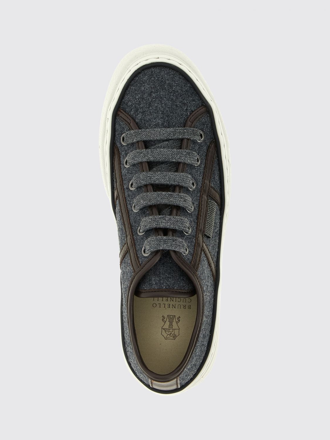 virgin wool platform sneakers with monili embellishment