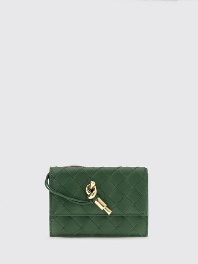 andiamo intrecciato lambskin zipped card holder