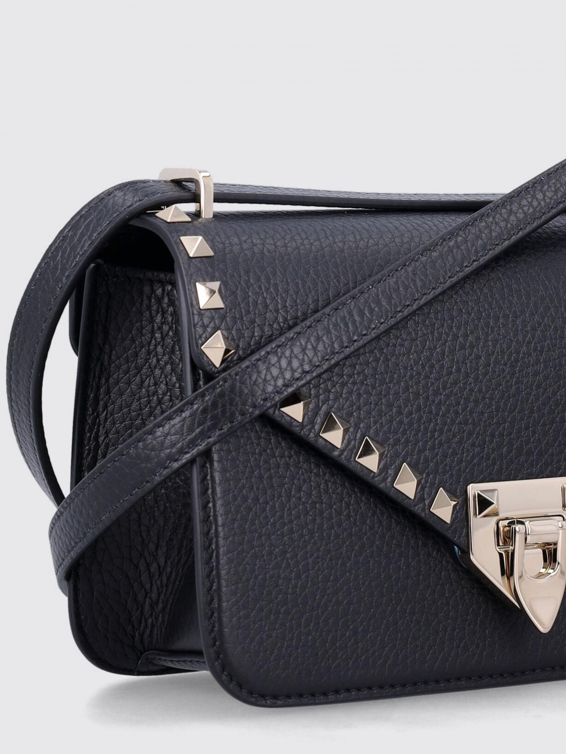 rockstud grained calfskin leather crossbody bag