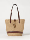handbag chloé in two-colour raffia with double leather handles