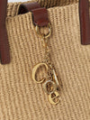 handbag chloé in two-colour raffia with double leather handles