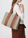 woody tote bag chloé in linen and cotton with jacquard logo