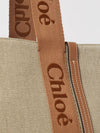 woody tote bag chloé in linen and cotton with jacquard logo