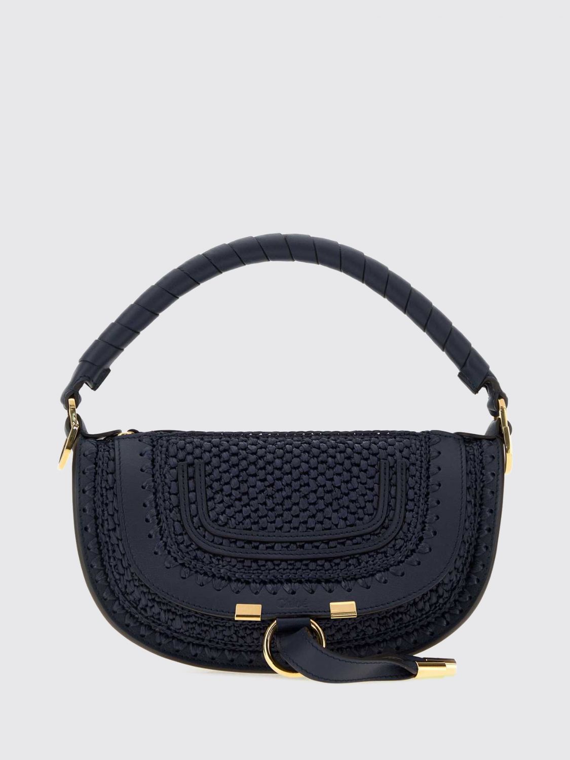 marcie small hobo bag chloé in raffia with braided leather handle