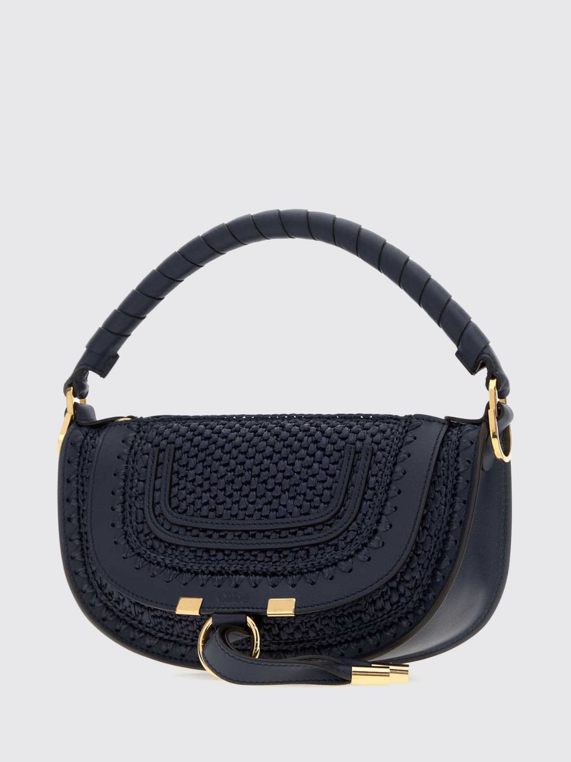 marcie small hobo bag chloé in raffia with braided leather handle