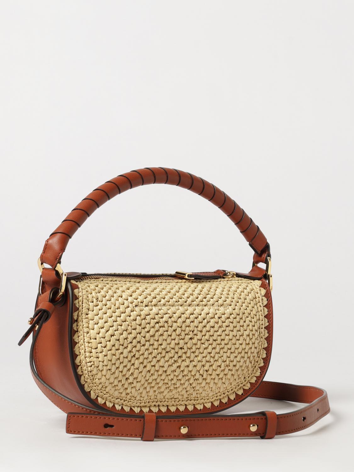marcie small hobo bag chloé in raffia with braided leather handle