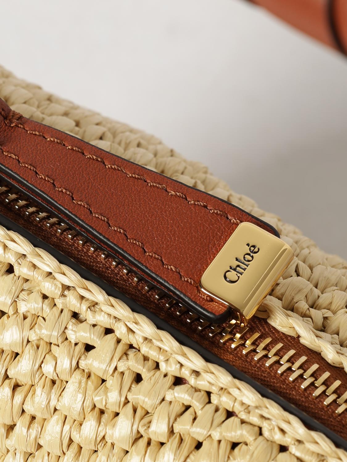 marcie small hobo bag chloé in raffia with braided leather handle