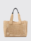 chloé summer banana crochet raffia tote bag with embroidered logo