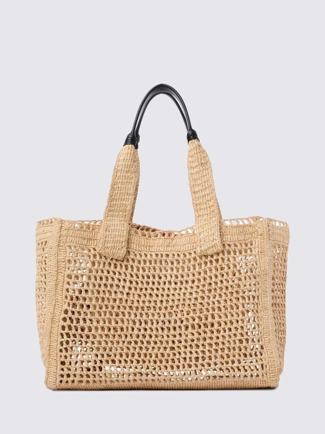 chloé summer banana crochet raffia tote bag with embroidered logo