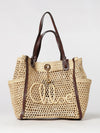 iconic bag chloé in crochet raffia with embroidered logo and four handles