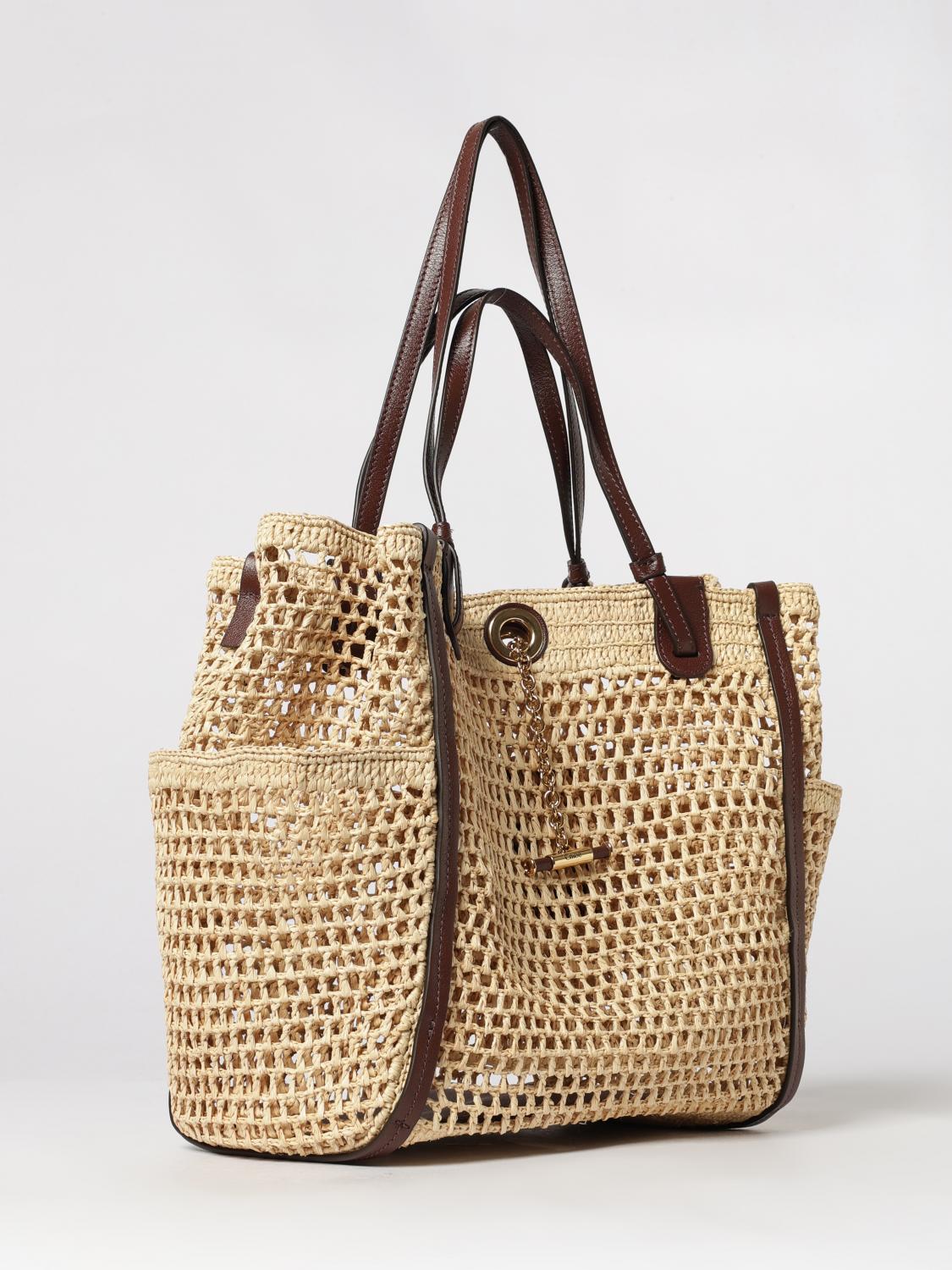 iconic bag chloé in crochet raffia with embroidered logo and four handles