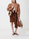 horse medal mini bucket bag chloé in two-colour raffia with shoulder strap