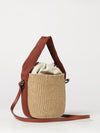 horse medal mini bucket bag chloé in two-colour raffia with shoulder strap